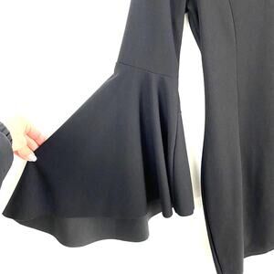La Banga Black Fluted-Sleeve High-Neck Mini Dress — Elvira Wednesday Goth Sz S